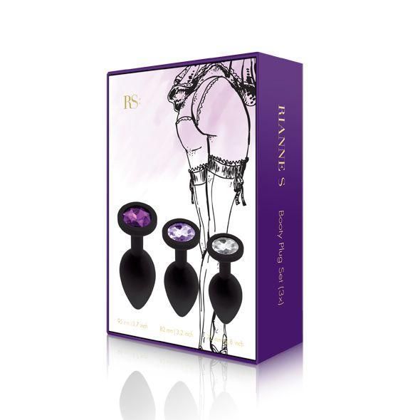 Набір анальних корків із кристалом Rianne S: Booty Plug Set Black SO3889 фото