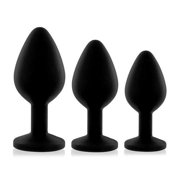 Набір анальних корків із кристалом Rianne S: Booty Plug Set Black SO3889 фото