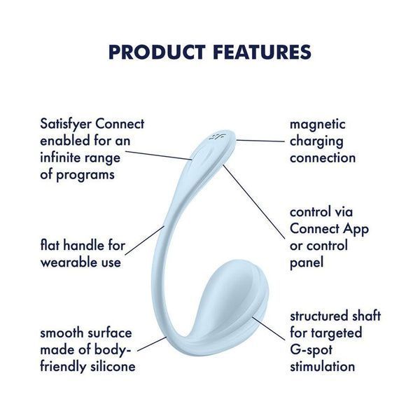 Смарт-віброяйце Satisfyer Smooth Petal Connect App Light Blue, 23х3,8 см. SX0667 фото