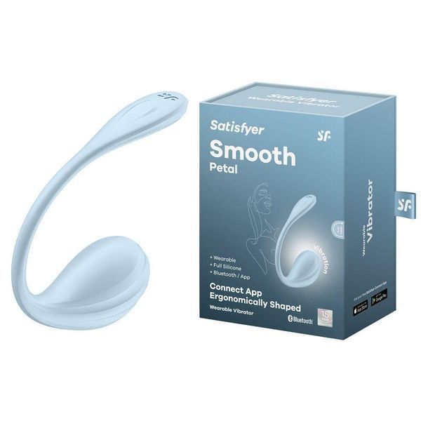 Смарт-віброяйце Satisfyer Smooth Petal Connect App Light Blue, 23х3,8 см. SX0667 фото