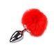 Металева анальна пробка Кролячий хвостик Alive Fluffy Plug Red, розмір L, 9х4 см. SO6320 фото 1