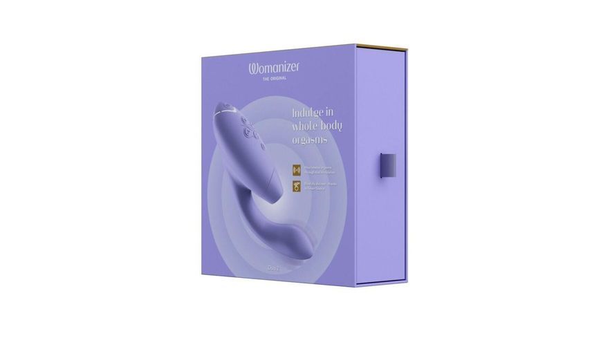Подвійний вакуумний кліторальний стимулятор з вібрацією Womanizer Duo 2 - Lilac, незалежні двигуни, 20,3х3,8 см SO8758 фото