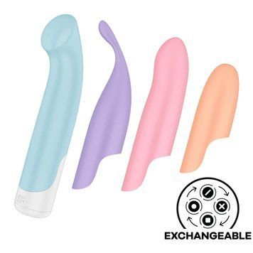 Вібратор із насадками набір 4-в-1 Satisfyer Playful Four, вібратор і 4 насадки, 12 режимів SX2182 фото