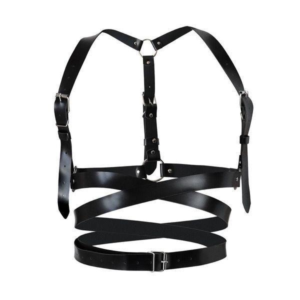 Портупея жіноча з натуральної шкіри Art of Sex - Melani Leather harness, Чорний, XS-M, L-2XL SO8298 фото