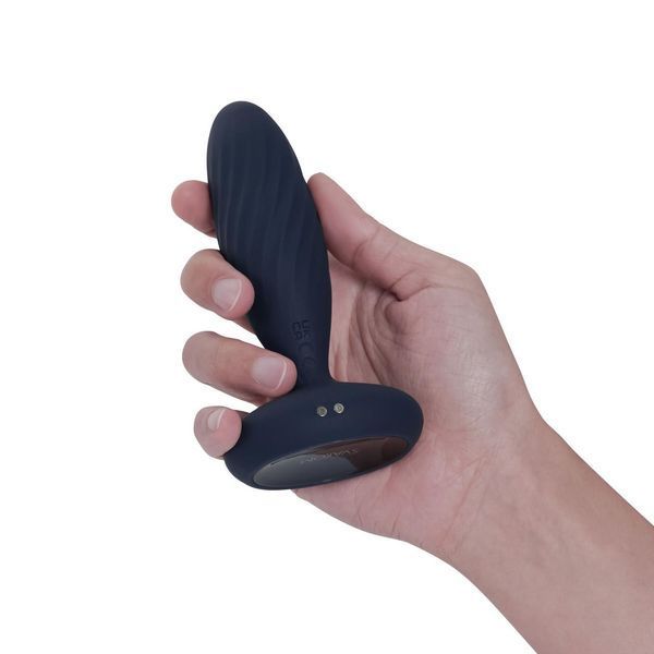 Анальная смарт-вибропробка с пульсацией и пультом ДУ Svakom Jordan Navy Blue, 12х3,2 см. SX0727 фото