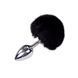Металева анальна пробка Кролячий хвостик Alive Fluffy Plug Black, розмір M, 8х3,4 см. SO6315 фото 1