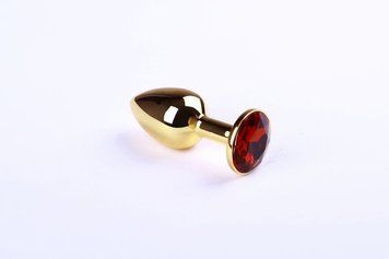Анальна пробка з кристалом Swarovski Gold Ruby, розмір S 280922 фото