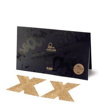 Пестіс &mdash; стиікіні Bijoux Indiscrets &mdash; Flash Cross Gold, наклейки на соски SO2341 фото