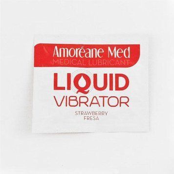 Лубрикант з ефектом вібрації та ароматом полуниці Amoreane Med Liquid Vibrator Strawberry, 2 мл. SO3991 фото