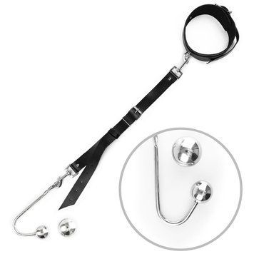 Анальный крюк 4 с ошейником из натуральной кожи Art of Sex - Anal hook, Черный SO7763 фото