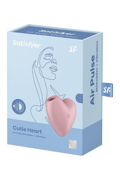 Вакуумний стимулятор-серце з вібрацією Satisfyer Cutie Heart Light Red, 7х7,5 см. SO6286 фото