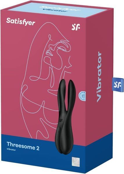 Кліторальний вібратор Satisfyer Threesome 2 Black, 3 гнучкі пальчики, 3 мотори, 14,1х3,7 см. SX1214 фото