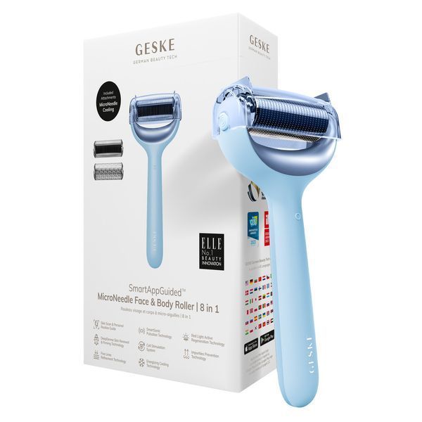 Електронний ролер для обличчя та тіла з мікроголками GESKE MicroNeedle Face&Body Roller 8в1 aquamarine HB0204 фото