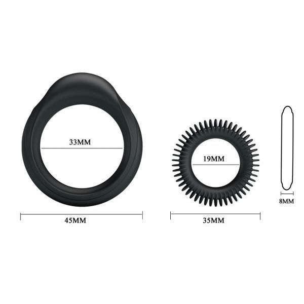 Набір рекційних кілець Ring Manhood Black, 2 шт. 6603BI0515 фото