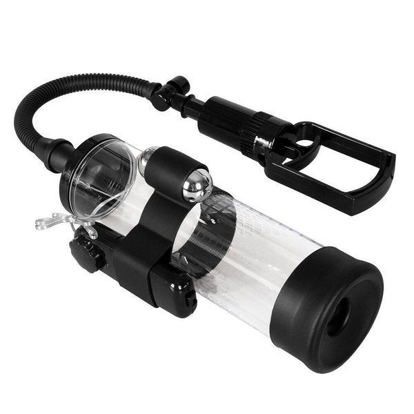 Вакуумная помпа для мужчин с вибрацией Boss Series: Powerpump MAX Vibrating - Black&Clear, 22х7 см. BS6000035 фото