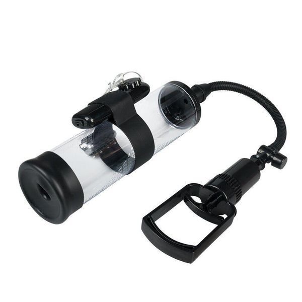 Вакуумная помпа для мужчин с вибрацией Boss Series: Powerpump MAX Vibrating - Black&Clear, 22х7 см. BS6000035 фото