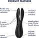 Кліторальний вібратор Satisfyer Threesome 2 Black, 3 гнучкі пальчики, 3 мотори, 14,1х3,7 см. SX1214 фото 6