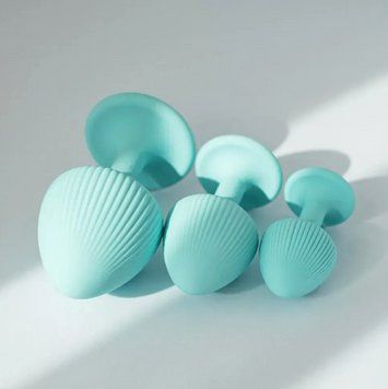 Набір анальних пробок із рельєфом UPKO The Mushroom силіконові, блакитні, 3 шт. U65153 фото