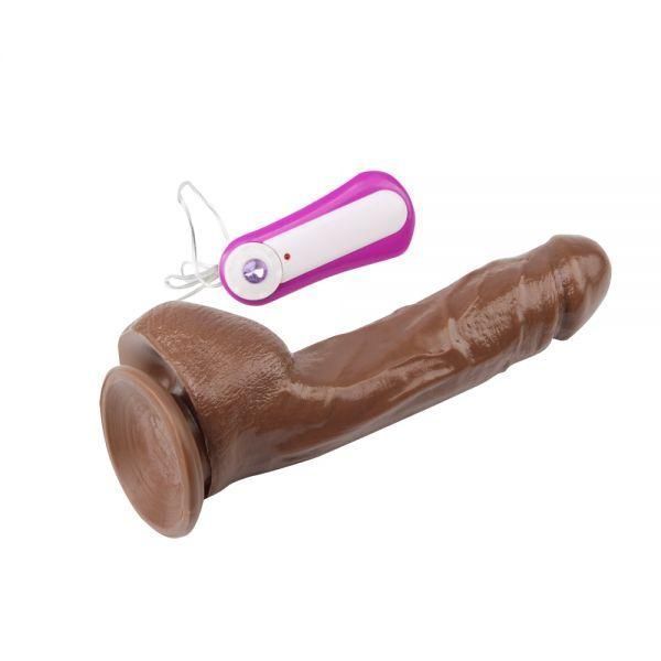 Вібратор MR.MARCUS' 9.9" Vibrating Dildo/PVC+ABS Brown, 25х5 см. 291655 фото