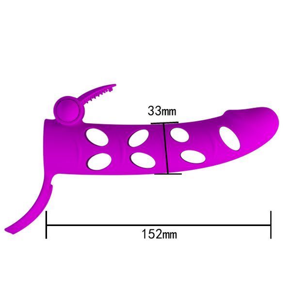 Насадка на член с вибрацией Pretty Love Vibrating Penis Sleeve Purple 5,98", 15,2х3,3 см. 6603BI-026215-1 фото