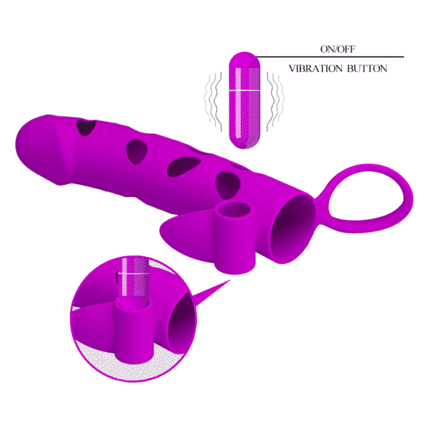 Насадка на член с вибрацией Pretty Love Vibrating Penis Sleeve Purple 5,98", 15,2х3,3 см. 6603BI-026215-1 фото