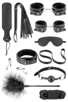 Набір для BDSM Fetish Tentation SM Bondage Box in vegan leather 10pcs, 10 предметів, Чорний SX1092 фото