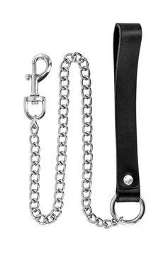Поводок из натуральной кожи Fetish Tentation Premium Metal leash with cowhide leather wrist, черный, 72 см SX1096 фото