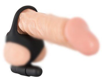 Кільце ерекційне на пеніс з вібрацією Black Velvets Cock & Ball Ring, 7х4 см. 61325859550000 фото