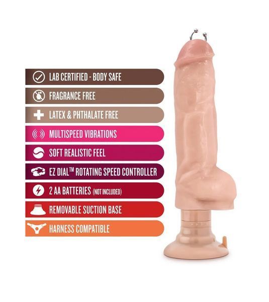 Вибратор реалистичный на присоске с пирсингом Blush Loverboy, 28х6,3 см. BL330272 фото