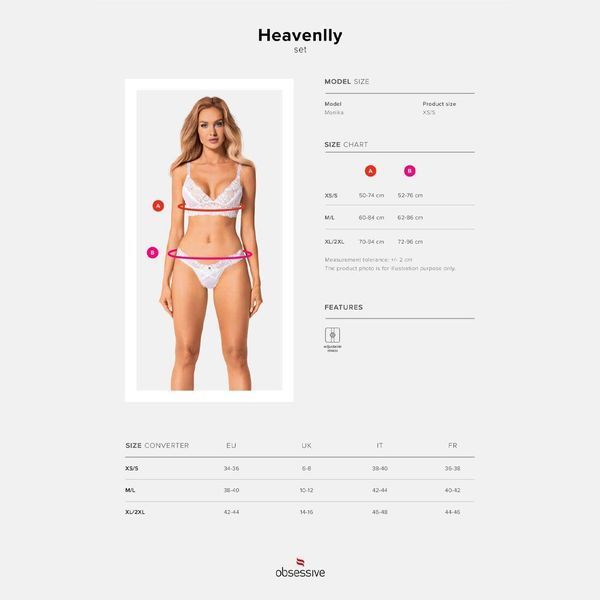 Сексуальный комплект белья Obsessive Heavenlly 2-pcs set, XS/S, M/L, XL/XXL SO8172 фото