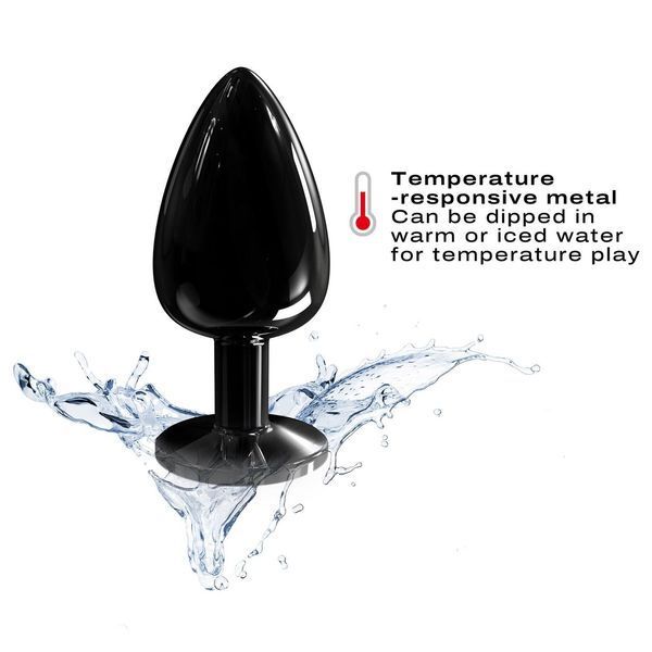 Металлическая анальная пробка с кристаллом Dorcel Diamond Plug Black, размер L, 9,5х4,1 см. SO7810 фото
