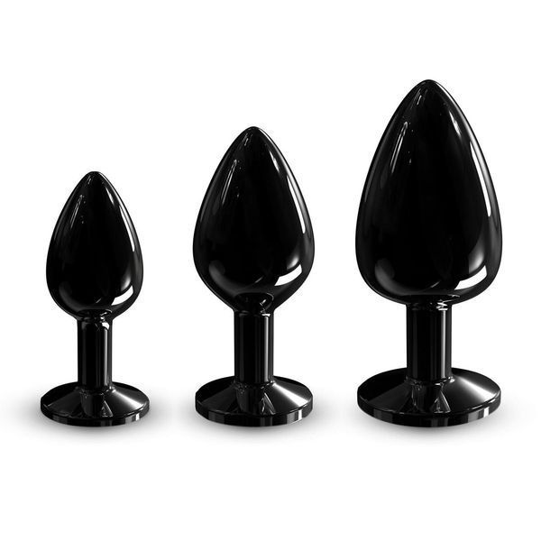 Металлическая анальная пробка с кристаллом Dorcel Diamond Plug Black, размер L, 9,5х4,1 см. SO7810 фото