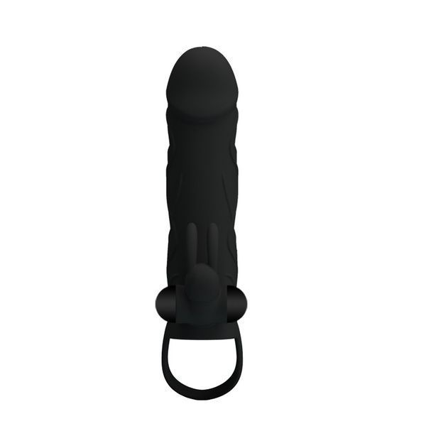 Насадка на член с вибрацией Pretty Love Vibrating Penis Sleeve Black 5,5", 14х3,3 см. BI-026216 фото