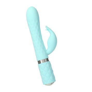 Розкішний вібратор-кролик з ротацією та вібрацією Pillow Talk Lively, Teal із кристалом Сваровскі, 24х3,7 см. SO6857 фото