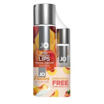 Комплект смакових лубрикантів System JO GWP - Peaches & Cream - Peachy Lips, 120 мл. & H2O Vanilla, 30мл.  SO6771 фото