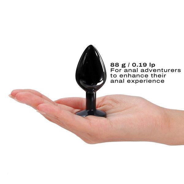 Металлическая анальная пробка с кристаллом Dorcel Diamond Plug Black, размер M, 8,3х3,4 см. SO7809 фото