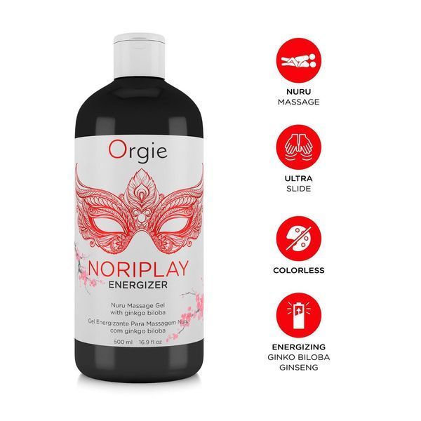 Гель для NURU-масажу Orgie - Noriplay Energizer, екстракт гінкго білоба, захисне простирадло, 500 мл. 21296 фото