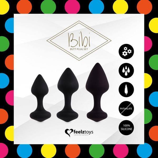 Набір силіконових анальних пробок FeelzToys &mdash; Bibi Butt Plug Set 3 pcs Black SO5065 фото
