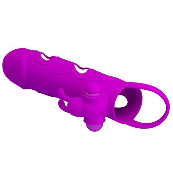 Насадка на член с вибрацией Pretty Love 5,5" Vibrating Penis Sleeve Purple, 14х3,3 см. BI-026216-1 фото