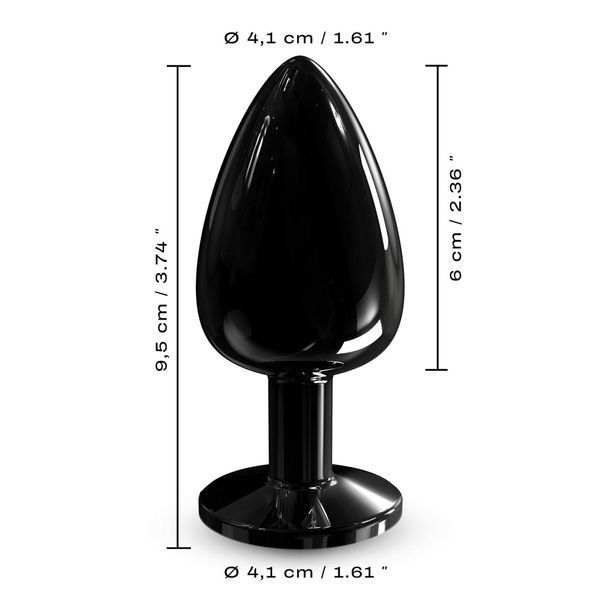 Металлическая анальная пробка с кристаллом Dorcel Diamond Plug Black, размер M, 8,3х3,4 см. SO7809 фото