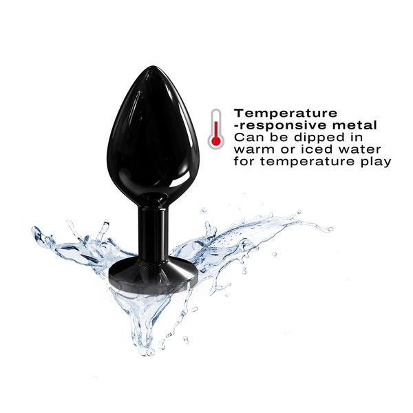 Металлическая анальная пробка с кристаллом Dorcel Diamond Plug Black, размер M, 8,3х3,4 см. SO7809 фото