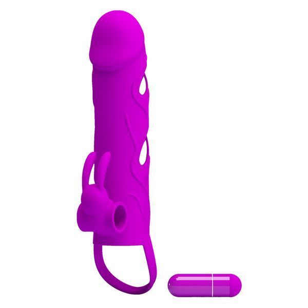 Насадка на член с вибрацией Pretty Love 5,5" Vibrating Penis Sleeve Purple, 14х3,3 см. BI-026216-1 фото
