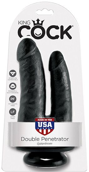 Двойной фаллоимитатор KING COCK DOUBLE PENETRATOR BLACK DT44702 фото