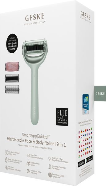 Роллер для игольчатой мезотерапии лица и тела GESKE MicroNeedle Face&Body Roller 9в1 green HB0026 фото