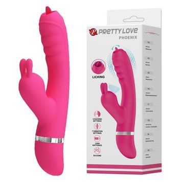 Вібратор з вібрацією, пульсацією та вакуумом Pretty Love Phoenix Vibrator Pink, 20,2х3,3 см 6603BI1194 фото