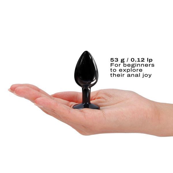 Металлическая анальная пробка с кристаллом Dorcel Diamond Plug Black, размер S, 7,1х2,7 см. SO7808 фото