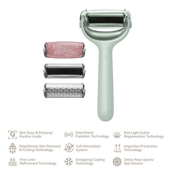 Роллер для игольчатой мезотерапии лица и тела GESKE MicroNeedle Face&Body Roller 9в1 green HB0026 фото