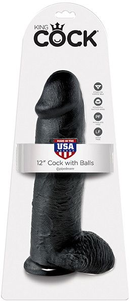 Фалоїмітатор KING COCK 12INCH COCK WITH BALLS BLACK, 31х7,5 см DT44700 фото