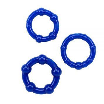 Набор эрекционных колец Beaded Cock Rings-Blue, 3 шт. 291006 фото