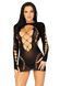 Безшовна міні-сукня Leg Avenue Long sleeve cut out mini dress Black, One size SO8570 фото 1